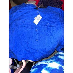 NWT TORRID BLUE COLLARLESS CROPPED JACKET BLUE 5x
